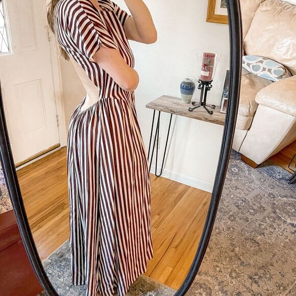 Jens Pirate Booty French Stripe Navi Maxi Dress L - Picture 1 of 9
